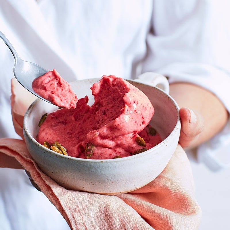 Strawberry yoghurt ‘ice-cream'