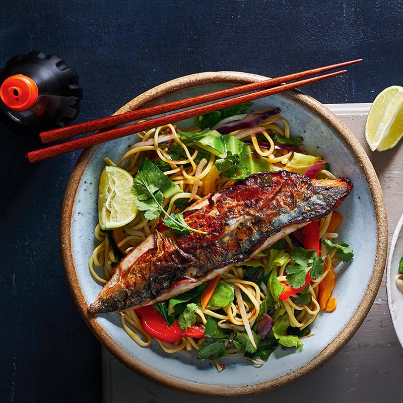 Photo of Teriyaki mackerel with Asian veg & noodles by WW