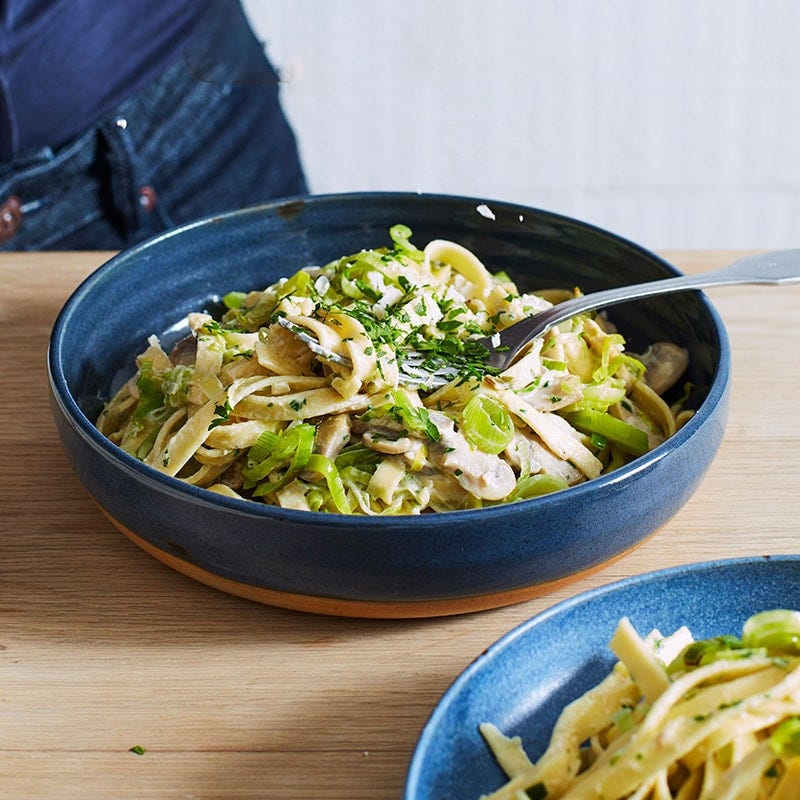 Mushroom & leek tagliatelle