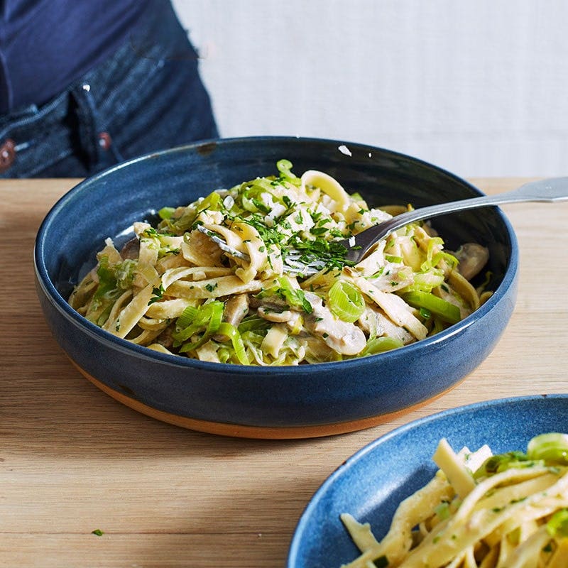 Mushroom & leek tagliatelle