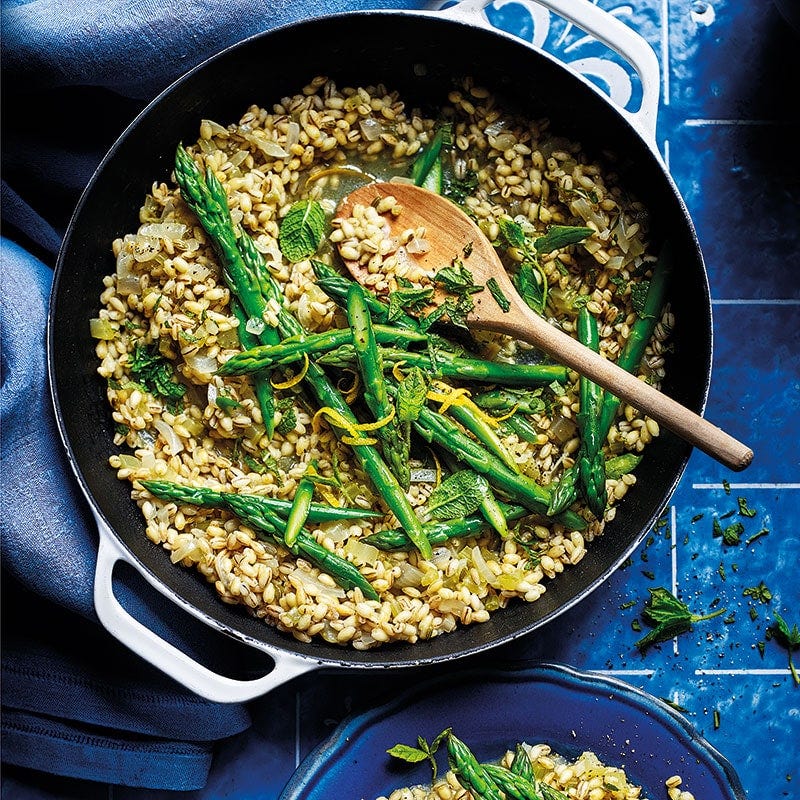 Asparagus & lemon pearl barley risotto