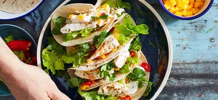 Fish tacos with mango salsa