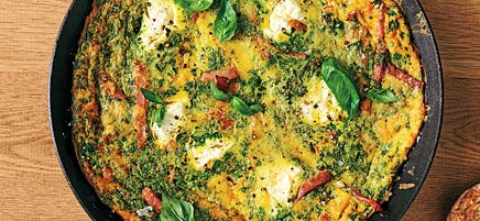 Herbed ricotta & bacon frittata