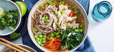 Chicken and vegetable noodle bowl