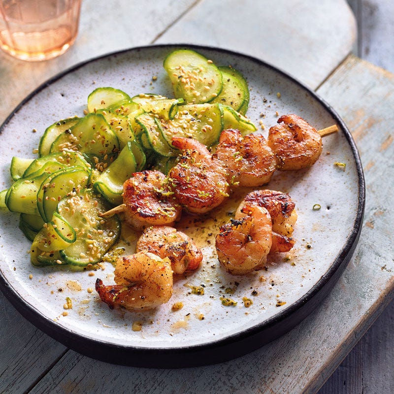 Garnelenspieße mit Honig-Limetten-Marinade