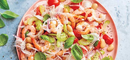 Salade de crevettes et haricots de Lima