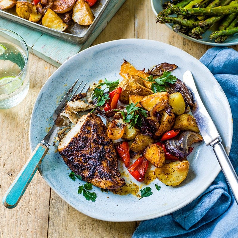 Jerk chicken tray bake