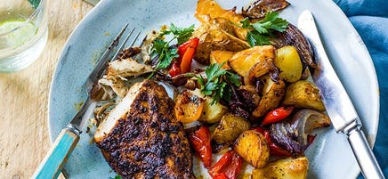 Jerk chicken tray bake