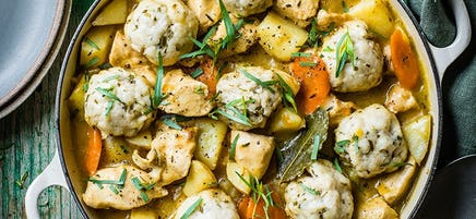 Chicken casserole with tarragon dumplings