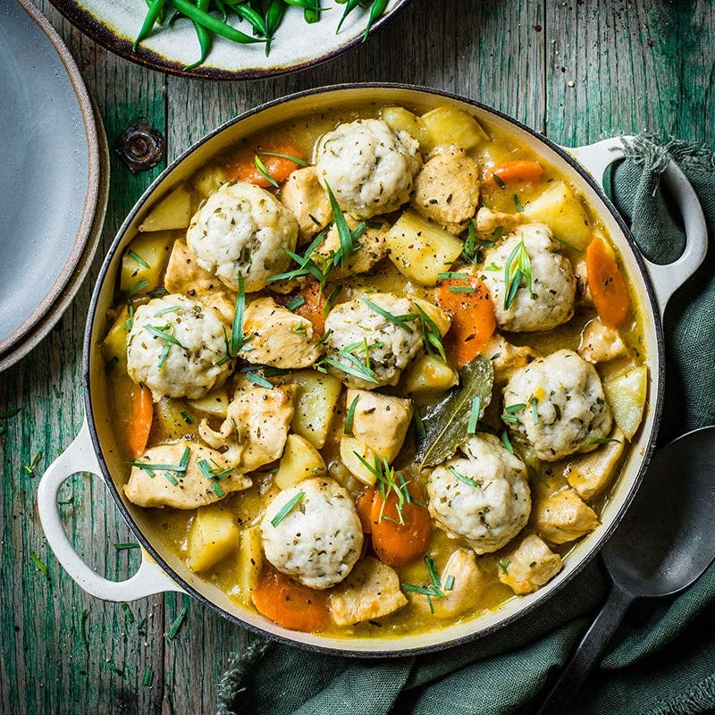 Chicken casserole with tarragon dumplings
