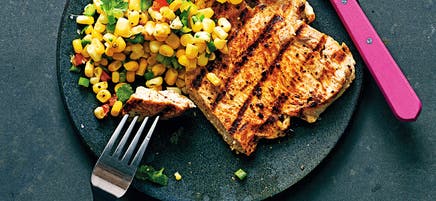 Tex-Mex turkey steaks with sweetcorn salad