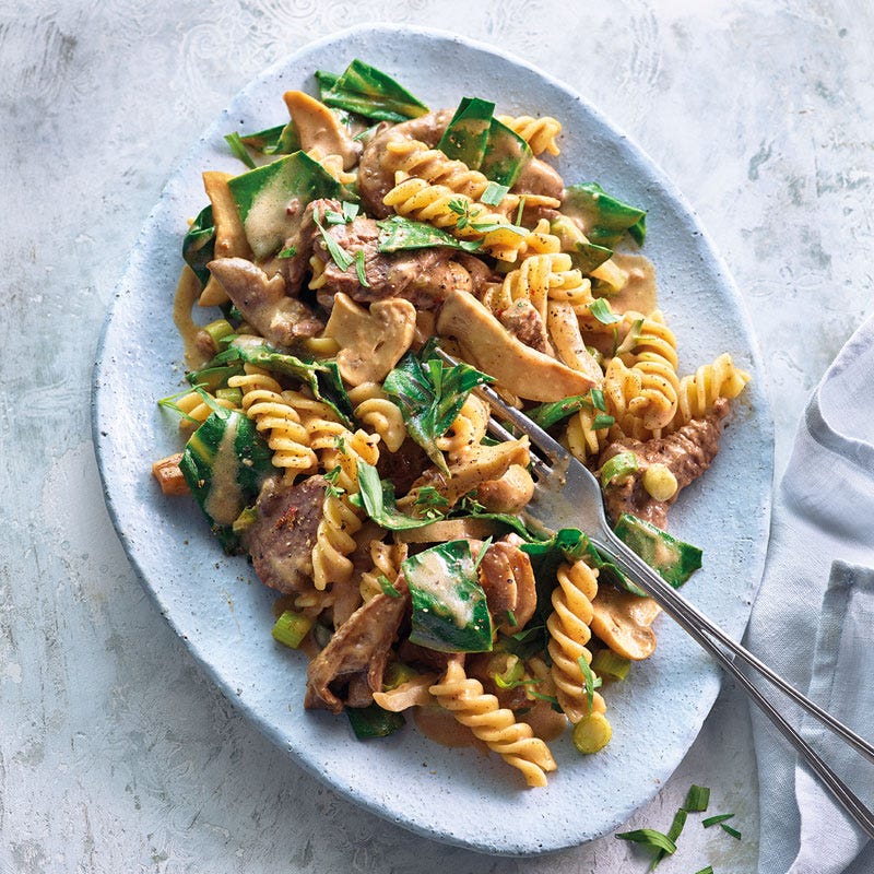 Fusilli mit Rinderfilet und Pilzsauce