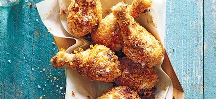 Crunchy chicken drumsticks