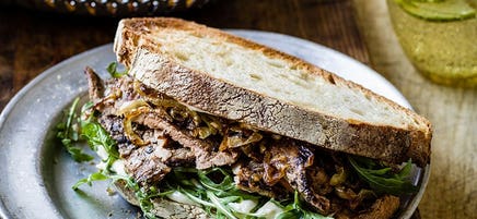 Steak and caramelised onion sandwiches