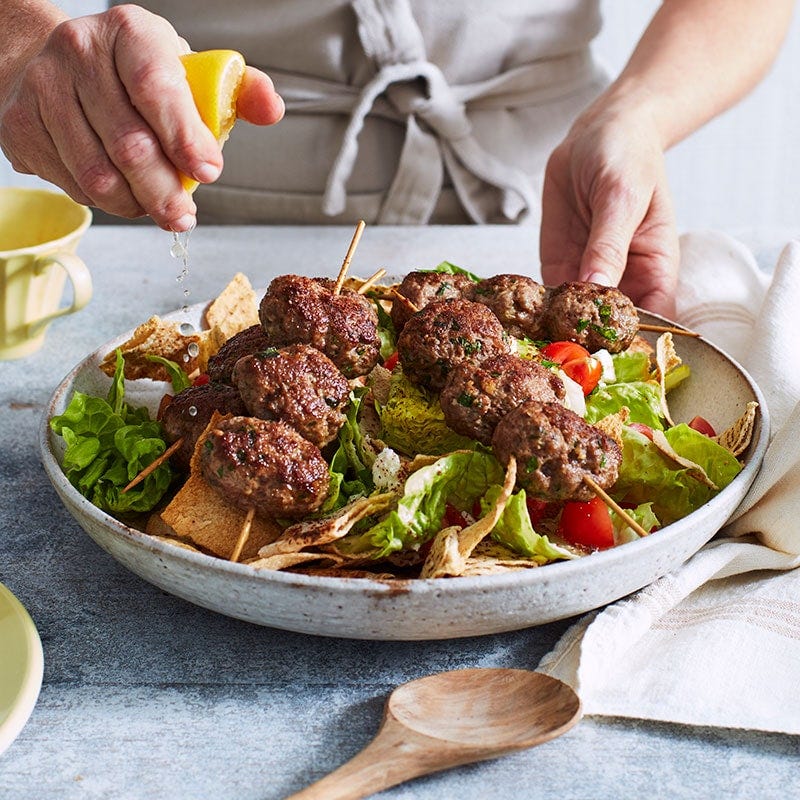 Lamb koftas with salad