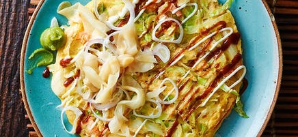 Prawn and cabbage pancakes