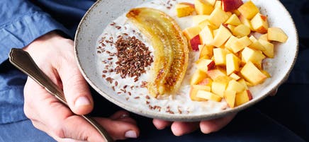 Havermoutpap met nectarine en banaan