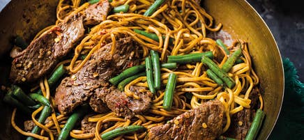 Teriyaki-Rindfleisch-Pfanne mit Ingwer