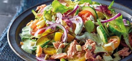 Thunfischsalat mit Basilikumdressing