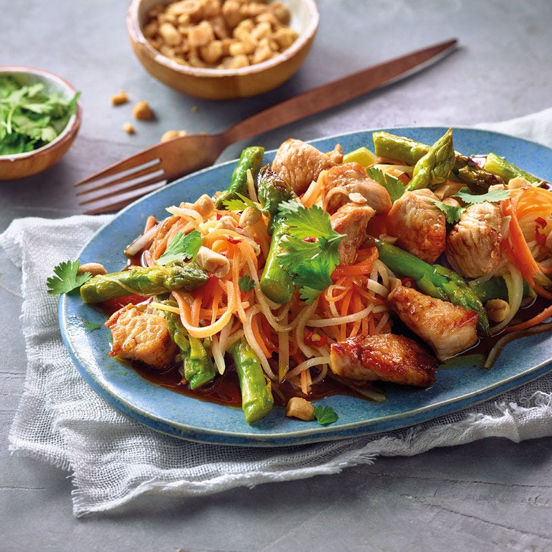 Scharfer Kohlrabisalat mit Pute