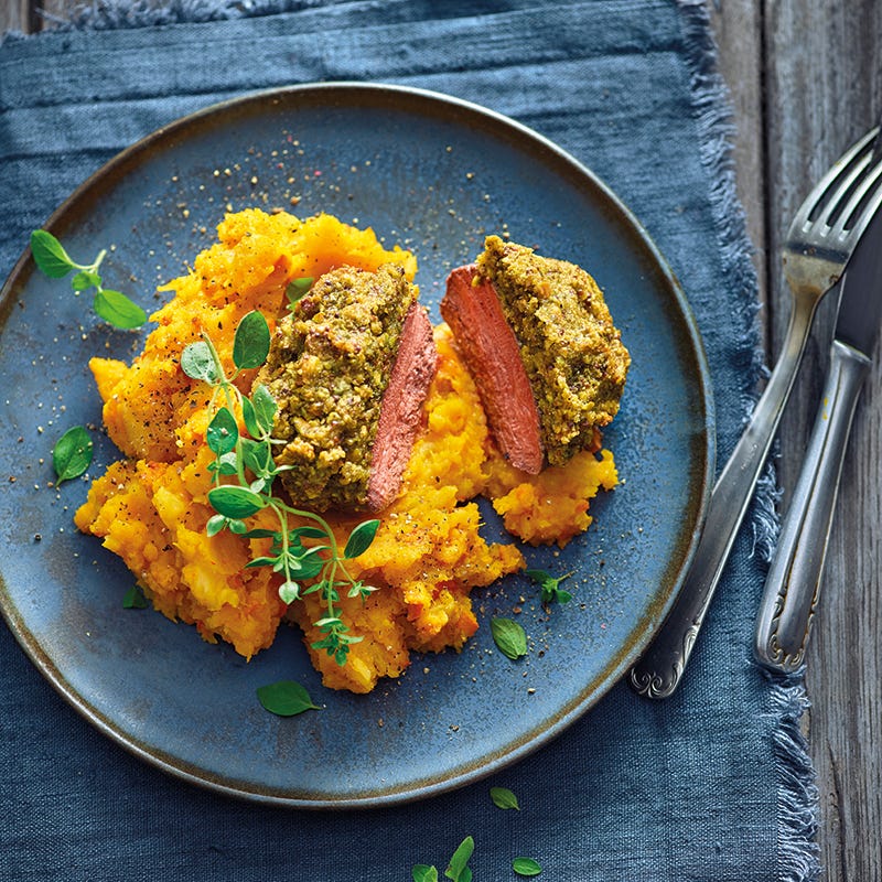 Foto van Ossenhaas met pistache-mosterdjasje door WW