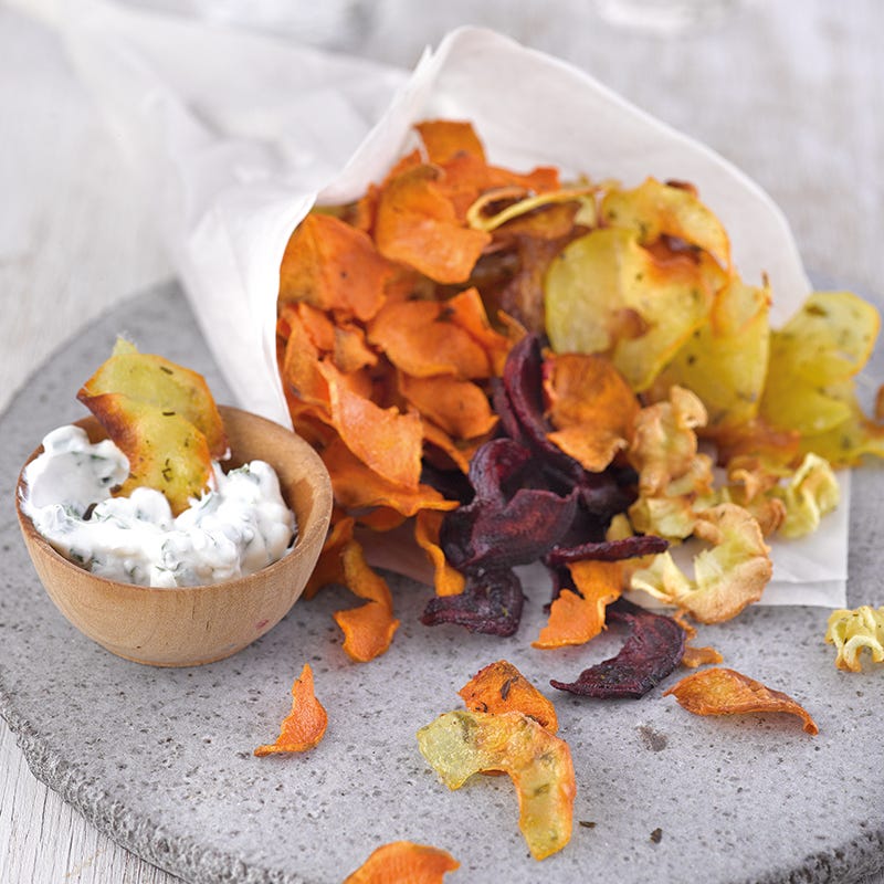 Foto van Groentechips met kruidenkwark door WW