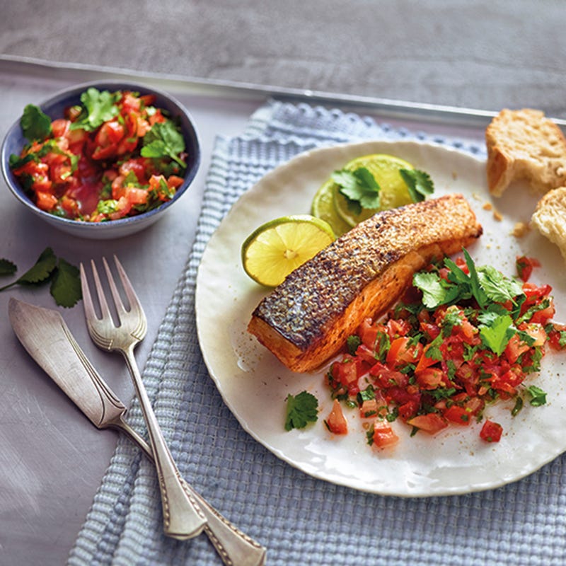 Foto van Zalmsteak met pittige salsa door WW