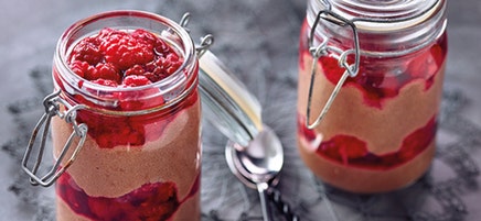 Chocoladegriesmeelpap met frambozen