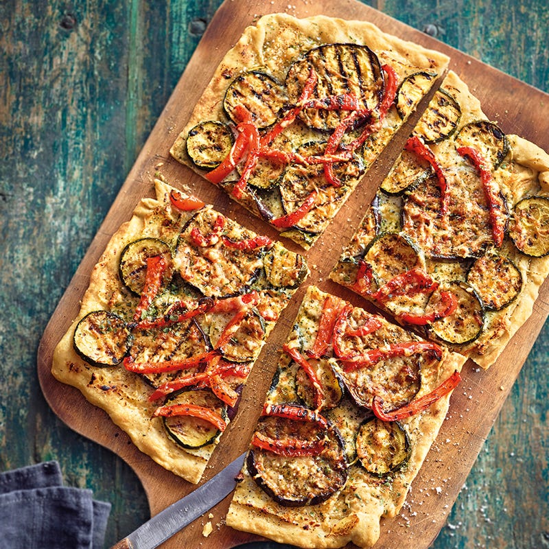 Foto van Flammkuchen met gegrilde groenten door WW