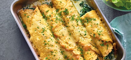 Omelet-cannelloni met spinazievulling
