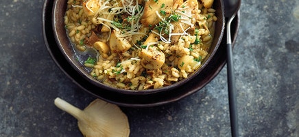 Kruidige risotto met paddenstoelen