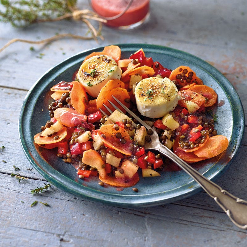 Fruchtiger Linsensalat mit Ziegenkäse