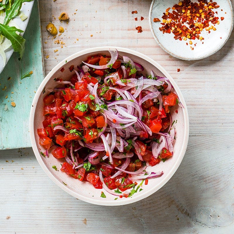 Tomato and red onion salsa