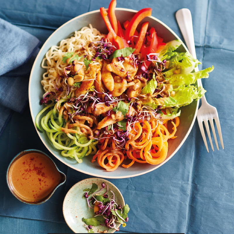 Buddha bowl et vinaigrette aux cacahuètes