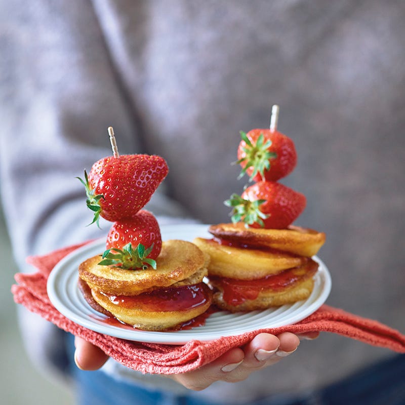 Foto van Pannenkoekspiesjes met aardbeien door WW