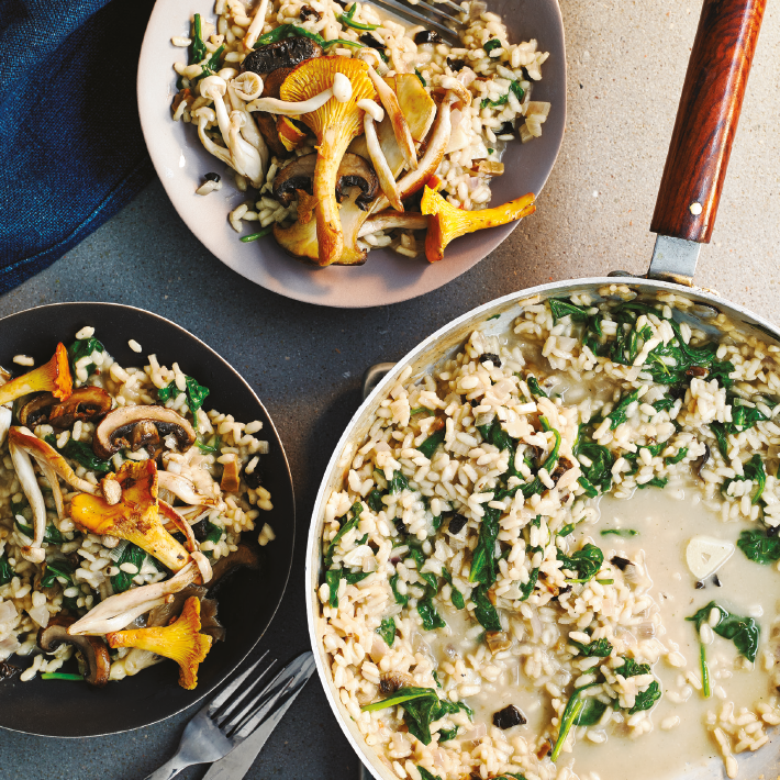 Risotto aux épinards et champignons