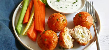 Blue cheese–stuffed buffalo meatballs