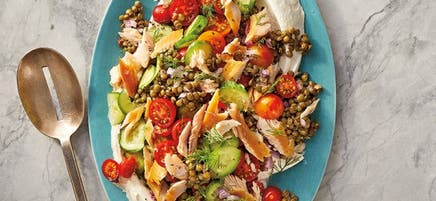 Lentil, Cucumber & Smoked Trout Salad