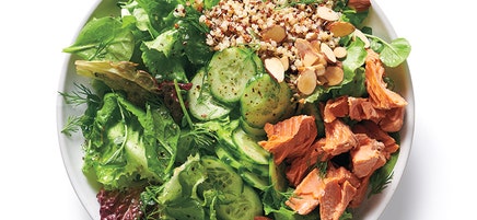 California salad with salmon and quinoa
