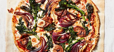 Chickpea Crust Pizza with Sausage & Broccoli Rabe