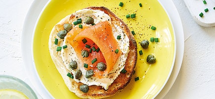 Smoked salmon and cream cheese muffin