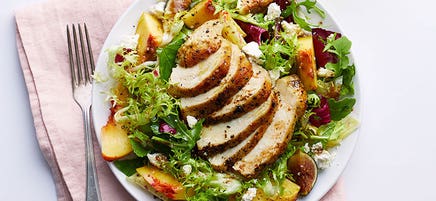 Chicken, peach and fig salad with ricotta