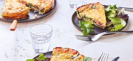 Quiche zonder deeg met ham en spinazie