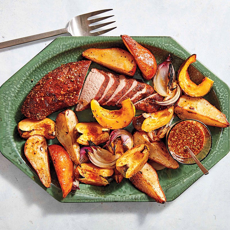Autumn pork sheet-pan dinner