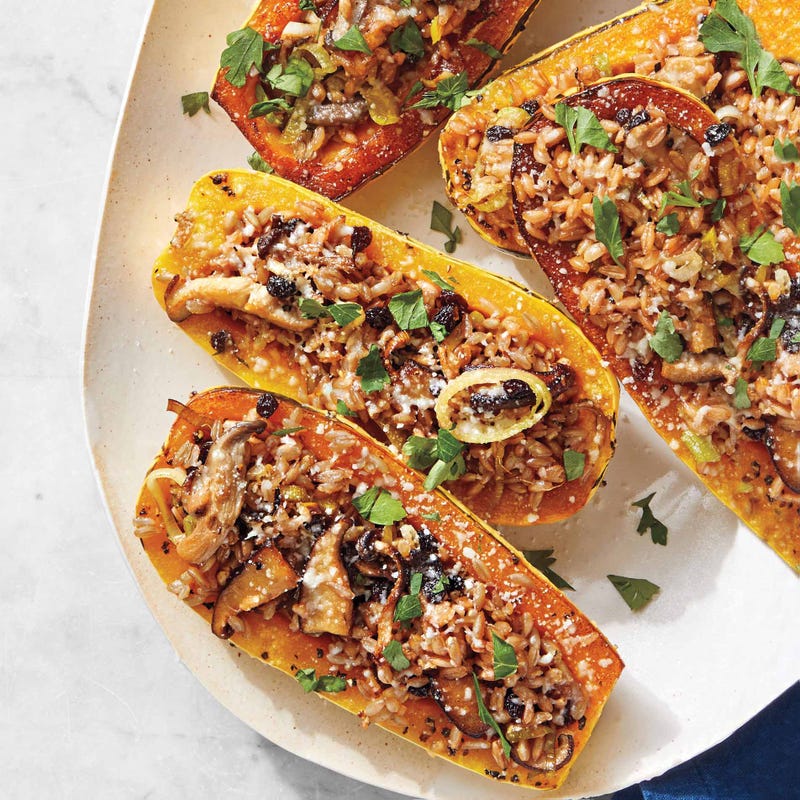 Photo of Stuffed butternut squash with farro, leek & mushrooms by WW
