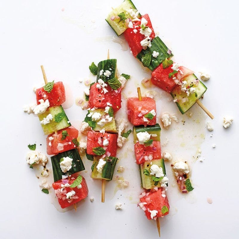 Photo of Watermelon - cucumber skewers with feta and mint by WW