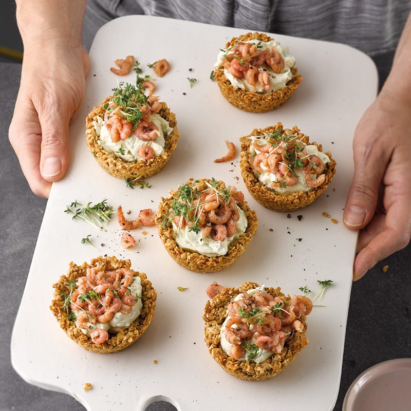 Granolatörtchen mit Krabben