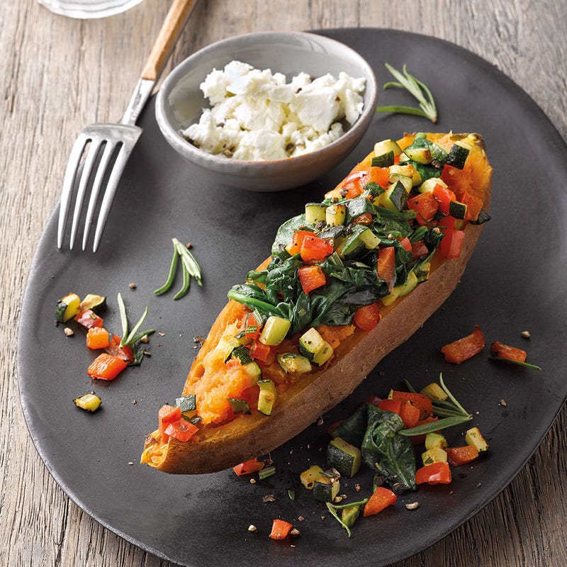 Gefüllte Süßkartoffel aus der Mikrowelle