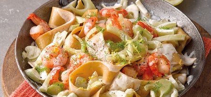 Zitronen-Fenchel-Nudeln mit Garnelen