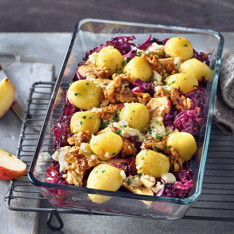 Rotkohl-Knödel-Auflauf